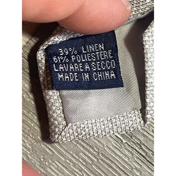 Men’s Doppelgänger Tie Light Gray Textured Linen Polyester 58 inches Made long - Picture 6 of 6